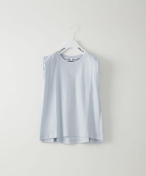CITEN（シテン）の「＜CITEN（シテン）＞タックノースリーブ カットトップ -吸水速乾-（Tシャツ/カットソー・レディース・ホワイト/ブラック/オレンジ/マスタード/ライム/ライトブルー・FREE）」の4枚目の写真