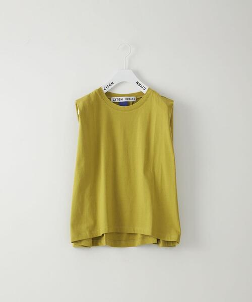 CITEN（シテン）の「＜CITEN（シテン）＞タックノースリーブ カットトップ -吸水速乾-（Tシャツ/カットソー・レディース・ホワイト/ブラック/オレンジ/マスタード/ライム/ライトブルー・FREE）」の5枚目の写真