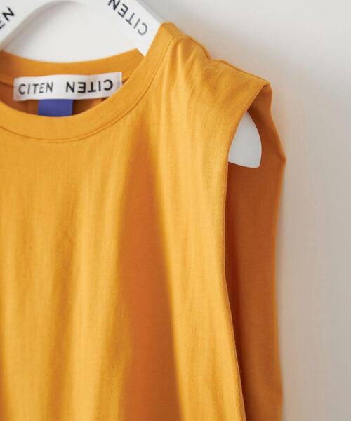 CITEN（シテン）の「＜CITEN（シテン）＞タックノースリーブ カットトップ -吸水速乾-（Tシャツ/カットソー・レディース・ホワイト/ブラック/オレンジ/マスタード/ライム/ライトブルー・FREE）」の9枚目の写真