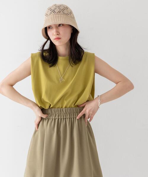 CITEN（シテン）の「＜CITEN（シテン）＞タックノースリーブ カットトップ -吸水速乾-（Tシャツ/カットソー・レディース・ホワイト/ブラック/オレンジ/マスタード/ライム/ライトブルー・FREE）」の13枚目の写真