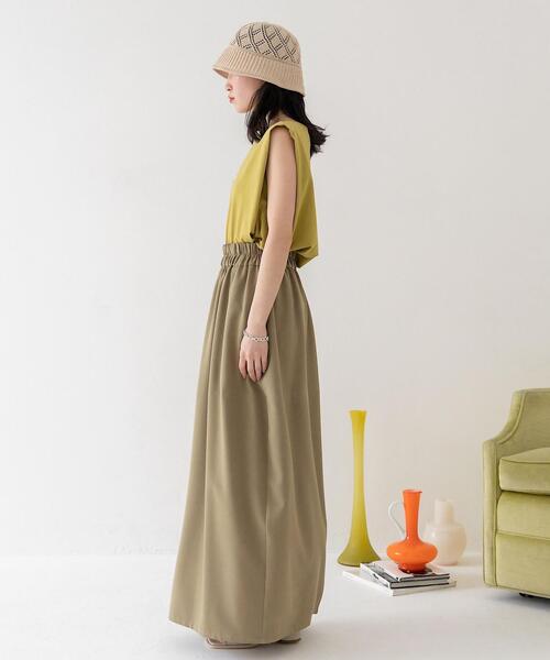 CITEN（シテン）の「＜CITEN（シテン）＞タックノースリーブ カットトップ -吸水速乾-（Tシャツ/カットソー・レディース・ホワイト/ブラック/オレンジ/マスタード/ライム/ライトブルー・FREE）」の16枚目の写真
