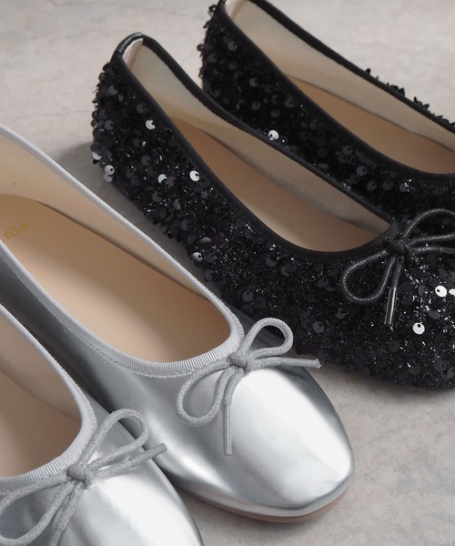 minia（ミニア）の「フラットバレエ　◇（バレエシューズ・レディース・シルバー系/ゴールド系/ブラック/パープル/イエロー/ライトベージュ/ブラック系その他/レッド/ゴールド系その他/シルバー/ブラック系その他2・L/S/LL/M）」の8枚目の写真