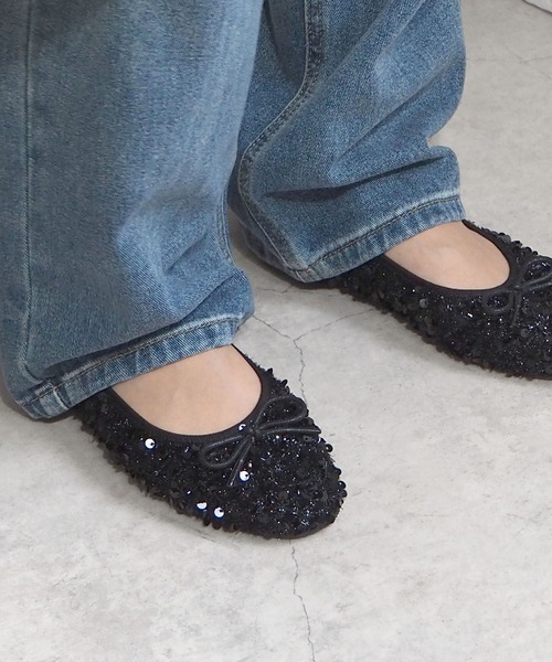 minia（ミニア）の「フラットバレエ　◇（バレエシューズ・レディース・シルバー系/ゴールド系/ブラック/パープル/イエロー/ライトベージュ/ブラック系その他/レッド/ゴールド系その他/シルバー/ブラック系その他2・L/S/LL/M）」の3枚目の写真