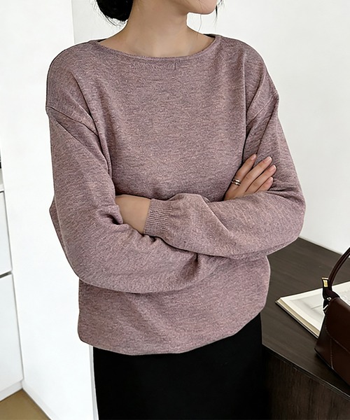 Doux Belle(ドゥーベル)の「カシミヤタッチニット セーター ボートネック(ニット/セーター・レディース・ブラック/ベージュ/パープル/ブラウン/グレー/グリーン/ライトグリーン/アイボリー/モカ/ワイン/グレイッシュベージュ/ブルー系その他/オレンジ/ピンク/ダークブルー/イエロー系その他/ベージュ系その他/ブラウン系その他/ホワイト系その他/ダークブラウン・FREE)」の10枚目の写真