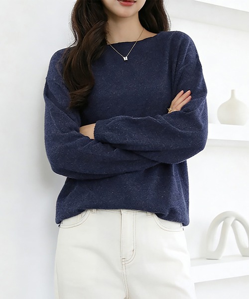 Doux Belle(ドゥーベル)の「カシミヤタッチニット セーター ボートネック(ニット/セーター・レディース・ブラック/ベージュ/パープル/ブラウン/グレー/グリーン/ライトグリーン/アイボリー/モカ/ワイン/グレイッシュベージュ/ブルー系その他/オレンジ/ピンク/ダークブルー/イエロー系その他/ベージュ系その他/ブラウン系その他/ホワイト系その他/ダークブラウン・FREE)」の14枚目の写真
