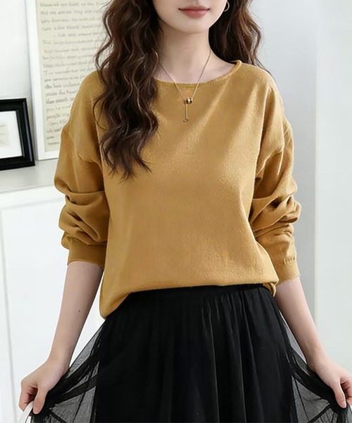 Doux Belle(ドゥーベル)の「カシミヤタッチニット セーター ボートネック(ニット/セーター・レディース・ブラック/ベージュ/パープル/ブラウン/グレー/グリーン/ライトグリーン/アイボリー/モカ/ワイン/グレイッシュベージュ/ブルー系その他/オレンジ/ピンク/ダークブルー/イエロー系その他/ベージュ系その他/ブラウン系その他/ホワイト系その他/ダークブラウン・FREE)」の6枚目の写真