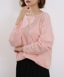 ニット/セーター（ピンク/桃色系・ボートネック）ファッション通販