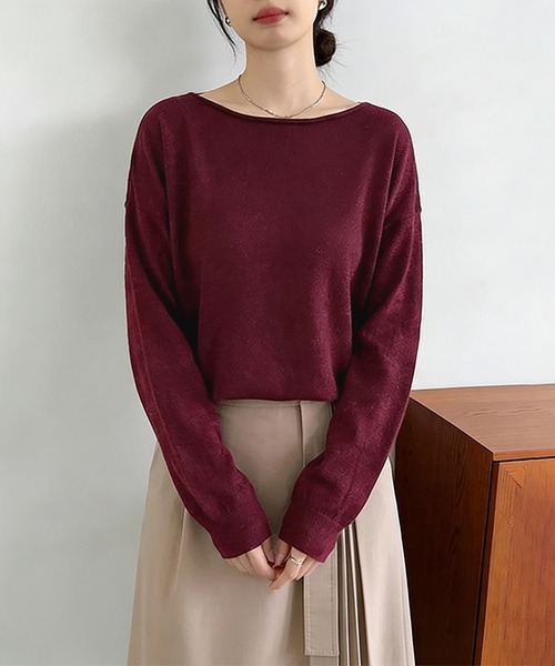 Doux Belle(ドゥーベル)の「カシミヤタッチニット セーター ボートネック(ニット/セーター・レディース・ブラック/ベージュ/パープル/ブラウン/グレー/グリーン/ライトグリーン/アイボリー/モカ/ワイン/グレイッシュベージュ/ブルー系その他/オレンジ/ピンク/ダークブルー/イエロー系その他/ベージュ系その他/ブラウン系その他/ホワイト系その他/ダークブラウン・FREE)」の19枚目の写真