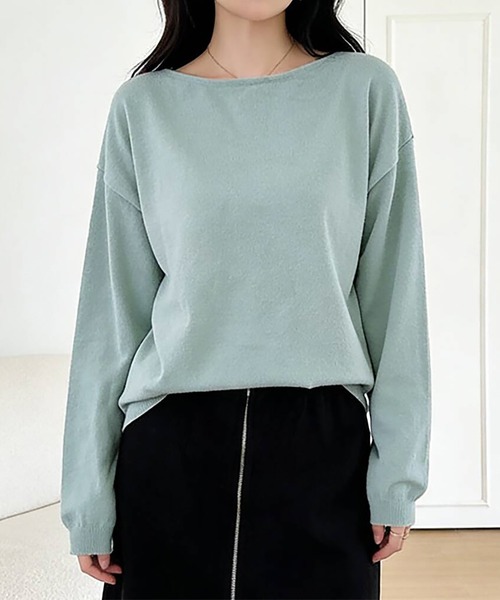 Doux Belle(ドゥーベル)の「カシミヤタッチニット セーター ボートネック(ニット/セーター・レディース・ブラック/ベージュ/パープル/ブラウン/グレー/グリーン/ライトグリーン/アイボリー/モカ/ワイン/グレイッシュベージュ/ブルー系その他/オレンジ/ピンク/ダークブルー/イエロー系その他/ベージュ系その他/ブラウン系その他/ホワイト系その他/ダークブラウン・FREE)」の13枚目の写真