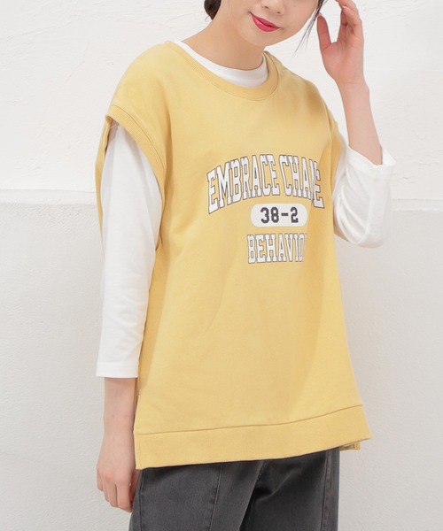 Honeys(ハニーズ)の「ロゴベスト(ベスト・レディース・スミクロ/ホワイト/イエロー/パープル/グリーン/杢グレー・S/L/M)」の6枚目の写真