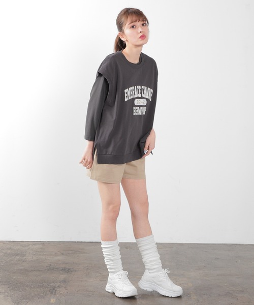 Honeys(ハニーズ)の「ロゴベスト(ベスト・レディース・スミクロ/ホワイト/イエロー/パープル/グリーン/杢グレー・S/L/M)」の12枚目の写真