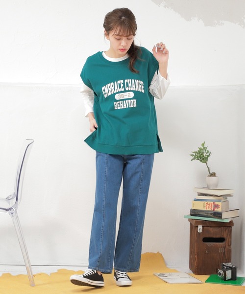 Honeys(ハニーズ)の「ロゴベスト(ベスト・レディース・スミクロ/ホワイト/イエロー/パープル/グリーン/杢グレー・S/L/M)」の22枚目の写真