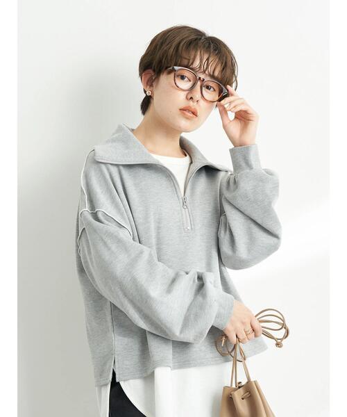 earth music&ecology（アースミュージックアンドエコロジー）の「ハーフZIPスウェット*（Tシャツ/カットソー・レディース・ブラック/ホワイト/グレー・FREE）」の5枚目の写真