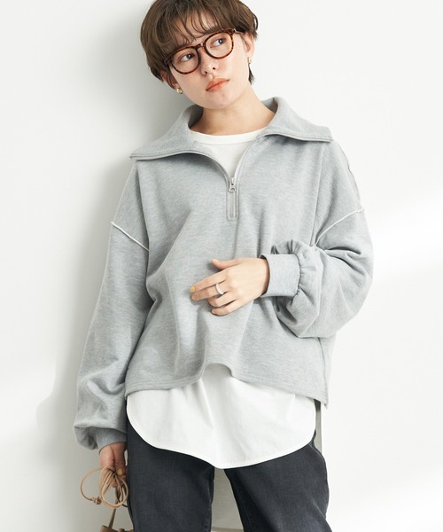 earth music&ecology（アースミュージックアンドエコロジー）の「ハーフZIPスウェット*（Tシャツ/カットソー・レディース・ブラック/ホワイト/グレー・FREE）」の3枚目の写真