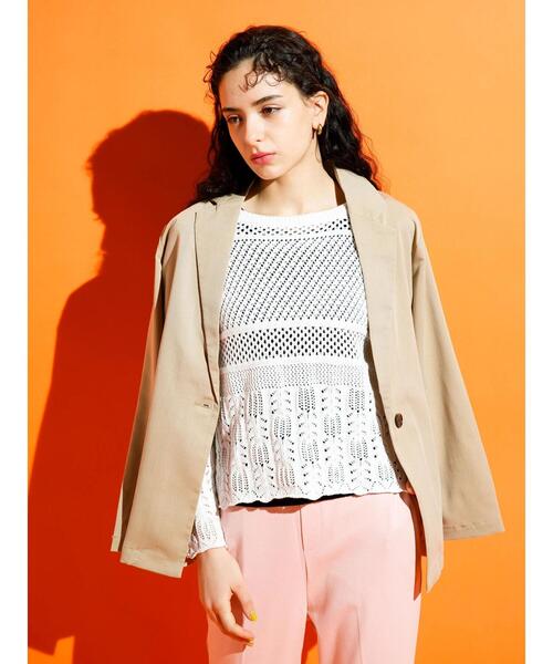 koe(コエ)の「【ツイルセットアップ】ツイルロングジャケット*(テーラードジャケット・レディース・ブラック/ベージュ/ミント・M)」の4枚目の写真