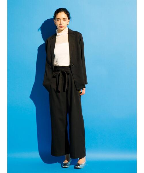 koe(コエ)の「【ツイルセットアップ】ツイルロングジャケット*(テーラードジャケット・レディース・ブラック/ベージュ/ミント・M)」の19枚目の写真