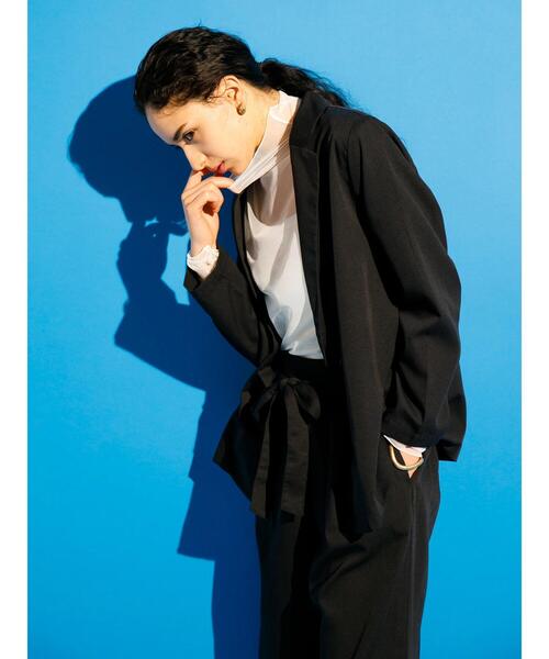 koe(コエ)の「【ツイルセットアップ】ツイルロングジャケット*(テーラードジャケット・レディース・ブラック/ベージュ/ミント・M)」の20枚目の写真