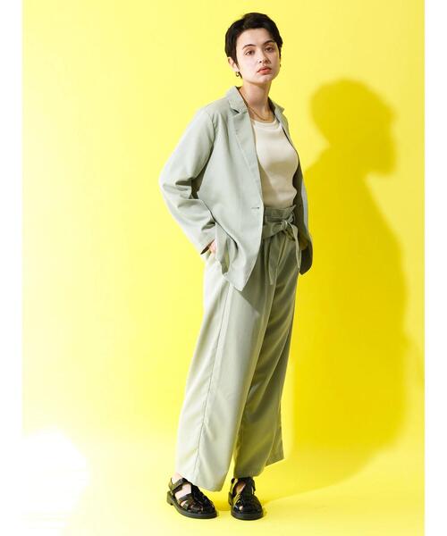 koe(コエ)の「【ツイルセットアップ】ツイルロングジャケット*(テーラードジャケット・レディース・ブラック/ベージュ/ミント・M)」の22枚目の写真