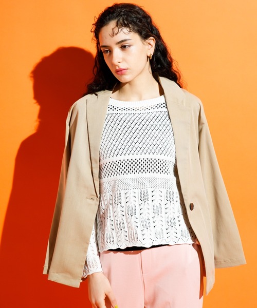 koe(コエ)の「【ツイルセットアップ】ツイルロングジャケット*(テーラードジャケット・レディース・ブラック/ベージュ/ミント・M)」の1枚目の写真