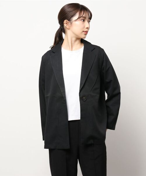 koe(コエ)の「【ツイルセットアップ】ツイルロングジャケット*(テーラードジャケット・レディース・ブラック/ベージュ/ミント・M)」の10枚目の写真