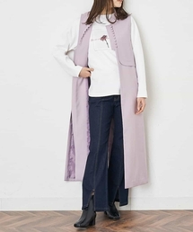 ［SET UP対応］タックハイネック襟レイヤード風ジレ