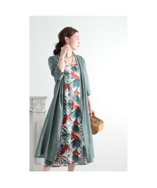 【希少／美品】アルベロベロ ロングカーディガン ワンピース グリーン系 Sawa a la mode（サワアラモード）の「ロングカーディガン付き