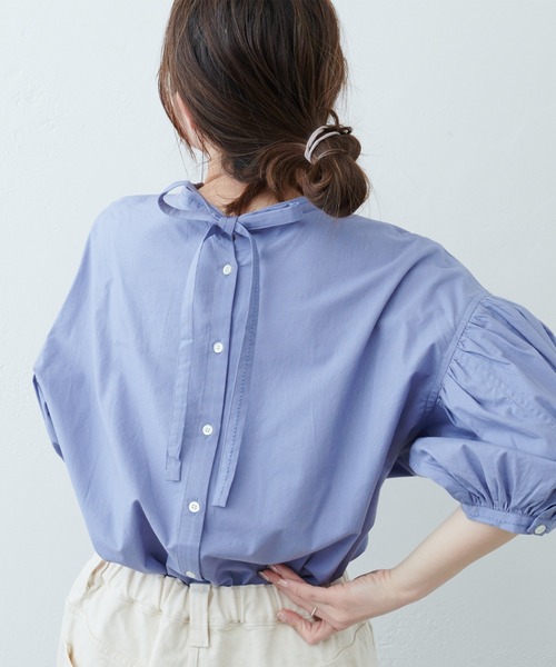 PUAL CE CIN（ピュアルセシン）の「インドポプリン2WAYブラウス（シャツ/ブラウス・レディース・ホワイト/ブラック/ブルー/ピンク・FREE）」の3枚目の写真