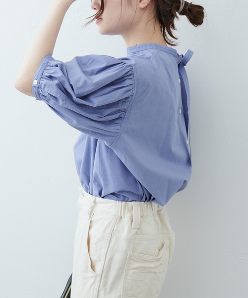 PUAL CE CIN（ピュアルセシン）の「インドポプリン2WAYブラウス（シャツ/ブラウス・レディース・ホワイト/ブラック/ブルー/ピンク・FREE）」の16枚目の写真