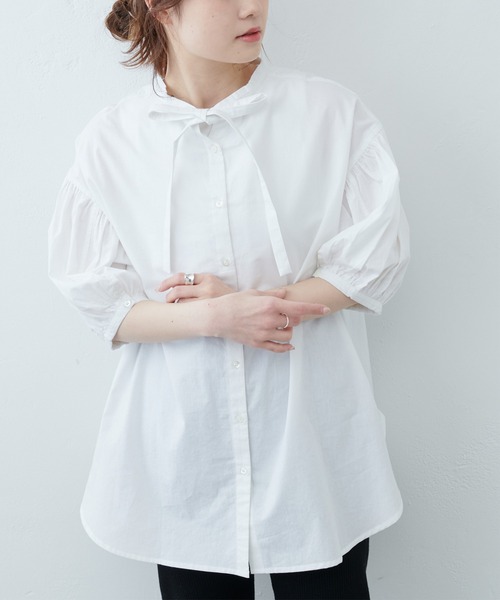 PUAL CE CIN（ピュアルセシン）の「インドポプリン2WAYブラウス（シャツ/ブラウス・レディース・ホワイト/ブラック/ブルー/ピンク・FREE）」の5枚目の写真