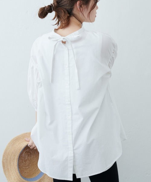 PUAL CE CIN（ピュアルセシン）の「インドポプリン2WAYブラウス（シャツ/ブラウス・レディース・ホワイト/ブラック/ブルー/ピンク・FREE）」の8枚目の写真