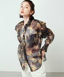 Lui's | フラワープリントオーガンジーシャツ(シャツ/ブラウス)