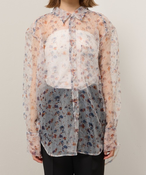 Lui's(ルイス)の「フラワープリントオーガンジーシャツ(シャツ/ブラウス・レディース・ホワイト/ブラック・FREE)」の18枚目の写真