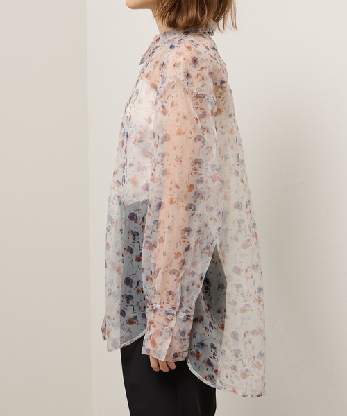 Lui's(ルイス)の「フラワープリントオーガンジーシャツ(シャツ/ブラウス・レディース・ホワイト/ブラック・FREE)」の12枚目の写真
