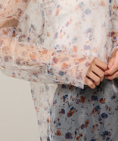 Lui's(ルイス)の「フラワープリントオーガンジーシャツ(シャツ/ブラウス・レディース・ホワイト/ブラック・FREE)」の11枚目の写真