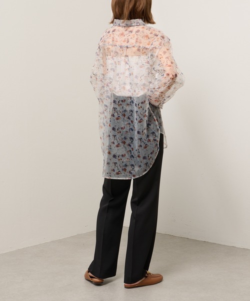 Lui's(ルイス)の「フラワープリントオーガンジーシャツ(シャツ/ブラウス・レディース・ホワイト/ブラック・FREE)」の7枚目の写真