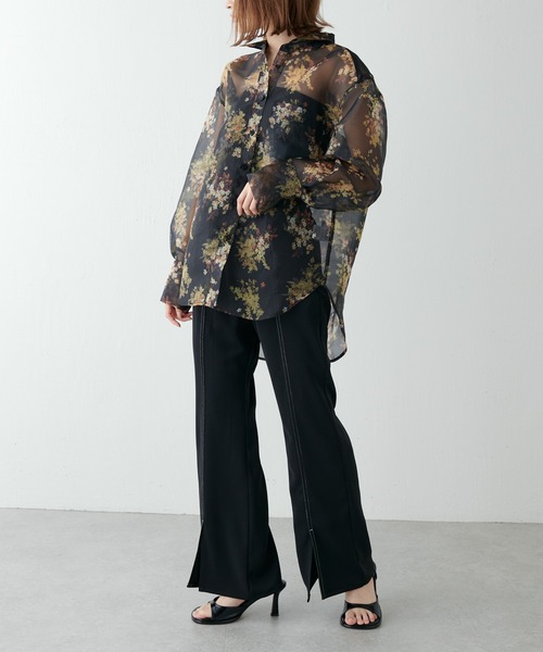 Lui's(ルイス)の「フラワープリントオーガンジーシャツ(シャツ/ブラウス・レディース・ホワイト/ブラック・FREE)」の21枚目の写真