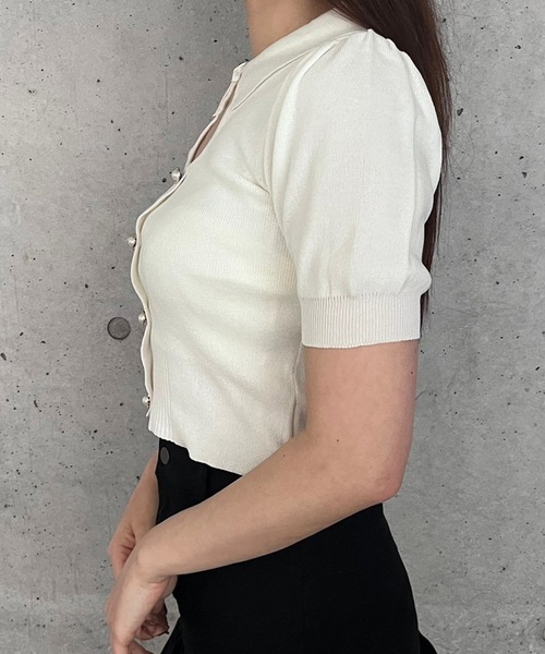 titty＆Co. PETIT by poyo（ティティーアンドコープティバイポヨ）の「【titty&Co.PETIT by POYO】デコルテオープンニットトップス（ニット/セーター・レディース・ホワイト/ブラック・FREE）」の6枚目の写真