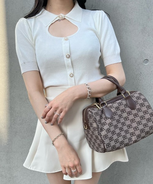 titty＆Co. PETIT by poyo（ティティーアンドコープティバイポヨ）の「【titty&Co.PETIT by POYO】デコルテオープンニットトップス（ニット/セーター・レディース・ホワイト/ブラック・FREE）」の15枚目の写真