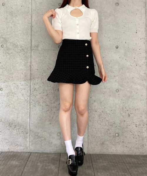 titty＆Co. PETIT by poyo（ティティーアンドコープティバイポヨ）の「【titty&Co.PETIT by POYO】デコルテオープンニットトップス（ニット/セーター・レディース・ホワイト/ブラック・FREE）」の21枚目の写真