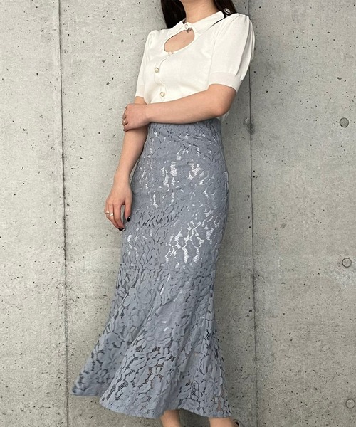 titty＆Co. PETIT by poyo（ティティーアンドコープティバイポヨ）の「【titty&Co.PETIT by POYO】デコルテオープンニットトップス（ニット/セーター・レディース・ホワイト/ブラック・FREE）」の12枚目の写真