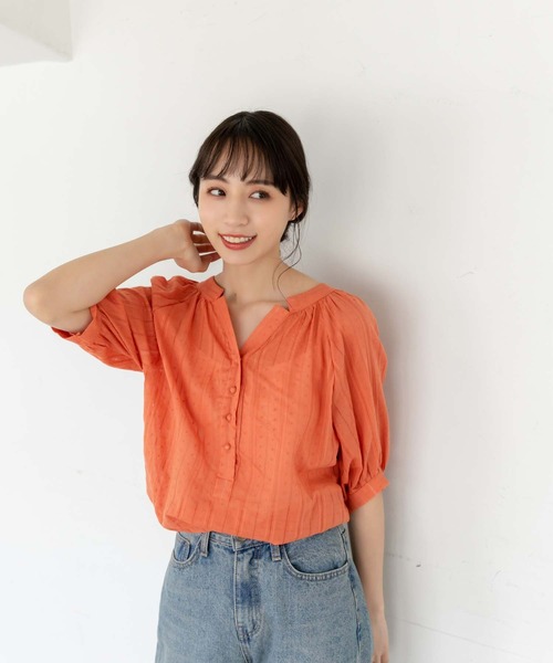 fifth(フィフス)の「ドット刺繍キーネックブラウス(シャツ/ブラウス・レディース・ホワイト/オレンジ・M)」の11枚目の写真