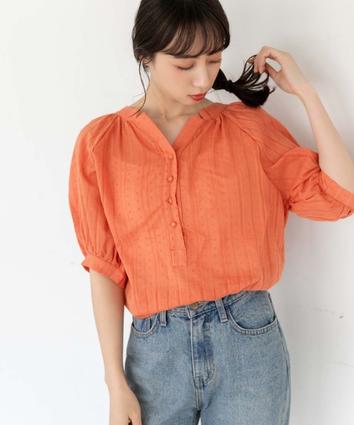 fifth(フィフス)の「ドット刺繍キーネックブラウス(シャツ/ブラウス・レディース・ホワイト/オレンジ・M)」の12枚目の写真