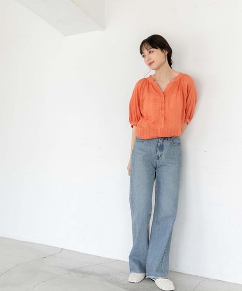 fifth(フィフス)の「ドット刺繍キーネックブラウス(シャツ/ブラウス・レディース・ホワイト/オレンジ・M)」の14枚目の写真