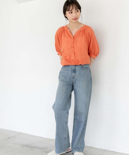 fifth(フィフス)の「ドット刺繍キーネックブラウス(シャツ/ブラウス・レディース・ホワイト/オレンジ・M)」の15枚目の写真