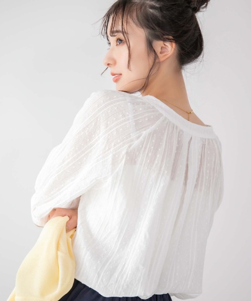 fifth(フィフス)の「ドット刺繍キーネックブラウス(シャツ/ブラウス・レディース・ホワイト/オレンジ・M)」の9枚目の写真