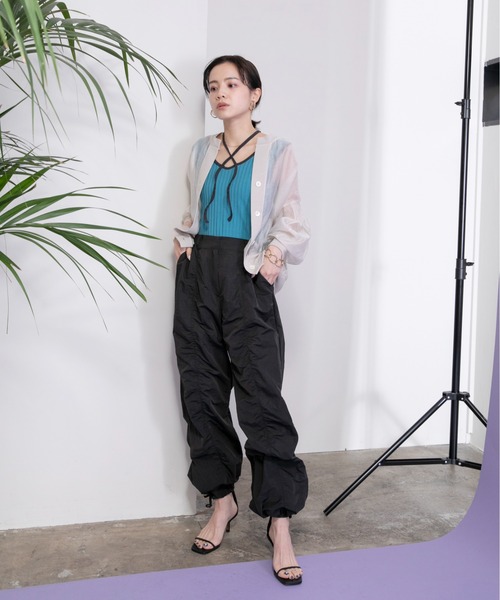 Eimee Law（エイミーロウ）の「シアーローンショートカーディガン（カーディガン/ボレロ・レディース・グリーン/アイボリー/ブラック/ライトグリーン/パープル/オフホワイト/グレー系/ライトベージュ・38）」の14枚目の写真