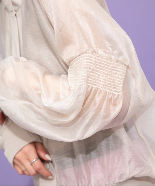 Eimee Law（エイミーロウ）の「シアーローンショートカーディガン（カーディガン/ボレロ・レディース・グリーン/アイボリー/ブラック/ライトグリーン/パープル/オフホワイト/グレー系/ライトベージュ・38）」の15枚目の写真