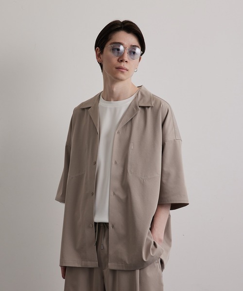 JUNRED(ジュンレッド)の「配色ダブルステッチワイドシャツ(シャツ/ブラウス・メンズ・ライトグレー/グリーン/ベージュ系その他・S/M/L)」の2枚目の写真