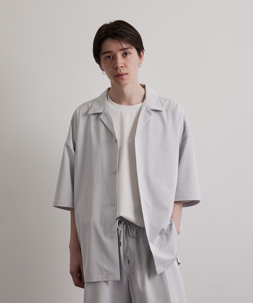 JUNRED(ジュンレッド)の「配色ダブルステッチワイドシャツ(シャツ/ブラウス・メンズ・ライトグレー/グリーン/ベージュ系その他・S/M/L)」の4枚目の写真