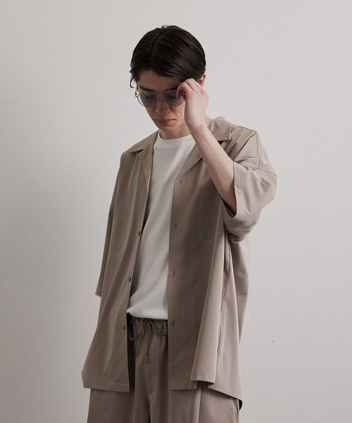 JUNRED(ジュンレッド)の「配色ダブルステッチワイドシャツ(シャツ/ブラウス・メンズ・ライトグレー/グリーン/ベージュ系その他・S/M/L)」の5枚目の写真